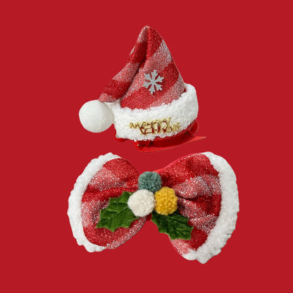Weihnachts-Accessoires für Haustiere, Hut und Schleife