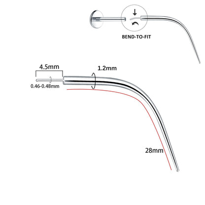 Titan-Piercingstab, flache Basis, Innengewinde