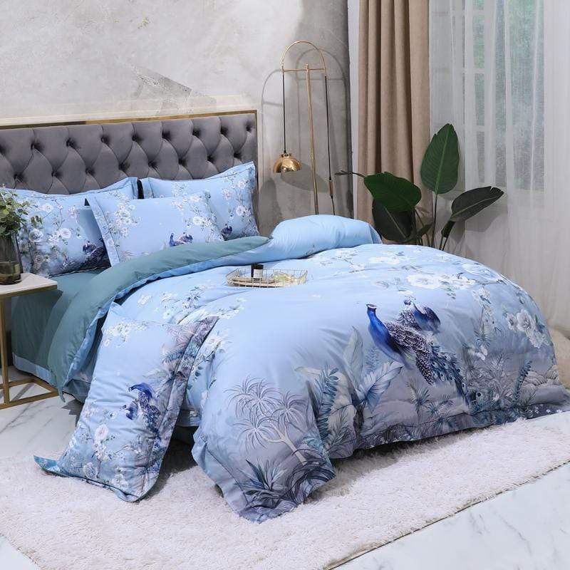 Dreamland Bettbezug Set – 500 TC ägyptische Baumwolle mit floralem Vogel Design | Brehn