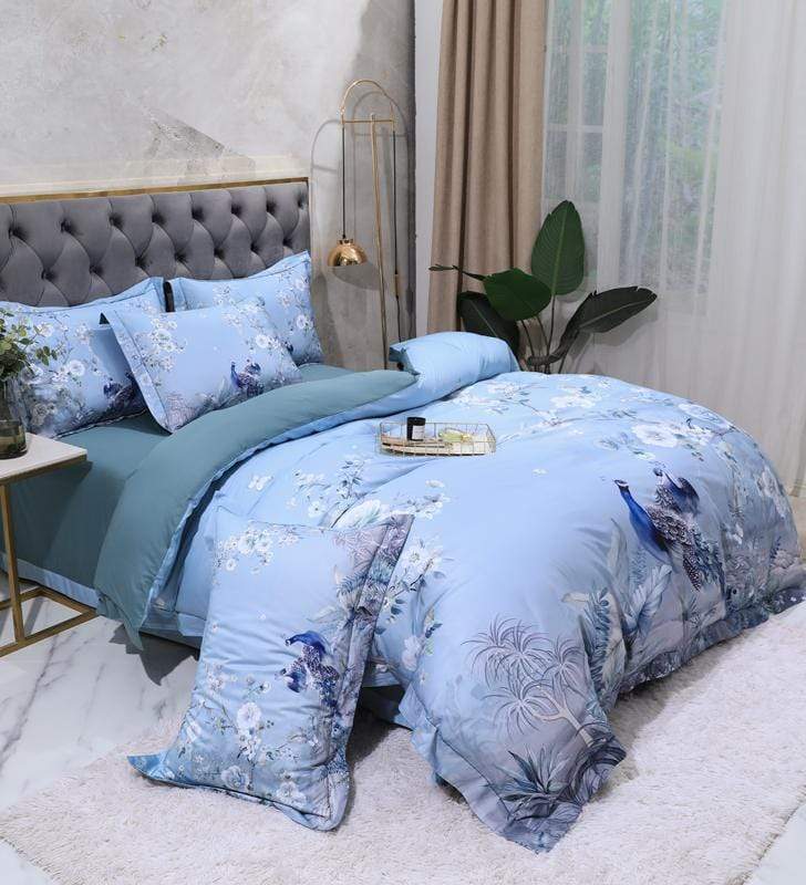 Dreamland Bettbezug Set – 500 TC ägyptische Baumwolle mit floralem Vogel Design | Brehn