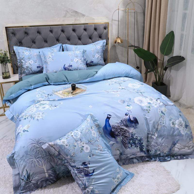 Dreamland Bettbezug Set – 500 TC ägyptische Baumwolle mit floralem Vogel Design | Brehn