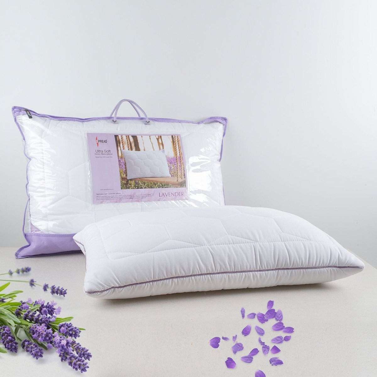 Luméa Lavendel-Wildleder-Schlafkissen | Antibakterielles, hypoallergenes Kissen für empfindliche Haut