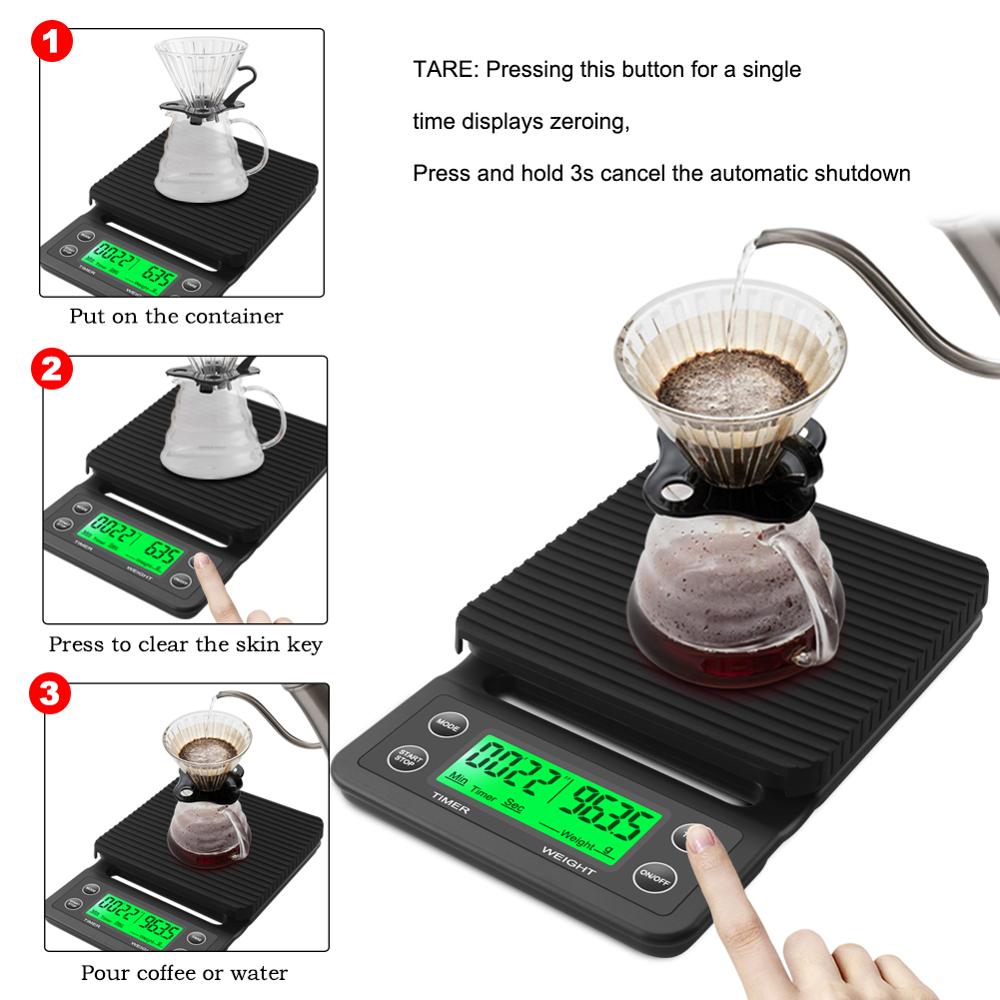 Tropfkaffeemaschinenwaage mit Timer Tragbare elektronische digitale Küchenwaage | Brehn