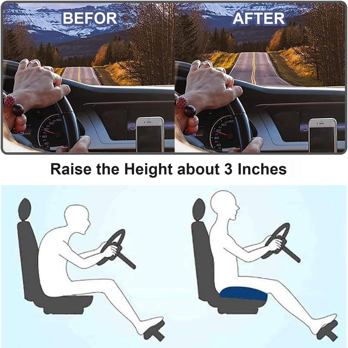 DRIVELIFT – Autositzkissen für bessere Sicht und ergonomischen Komfort