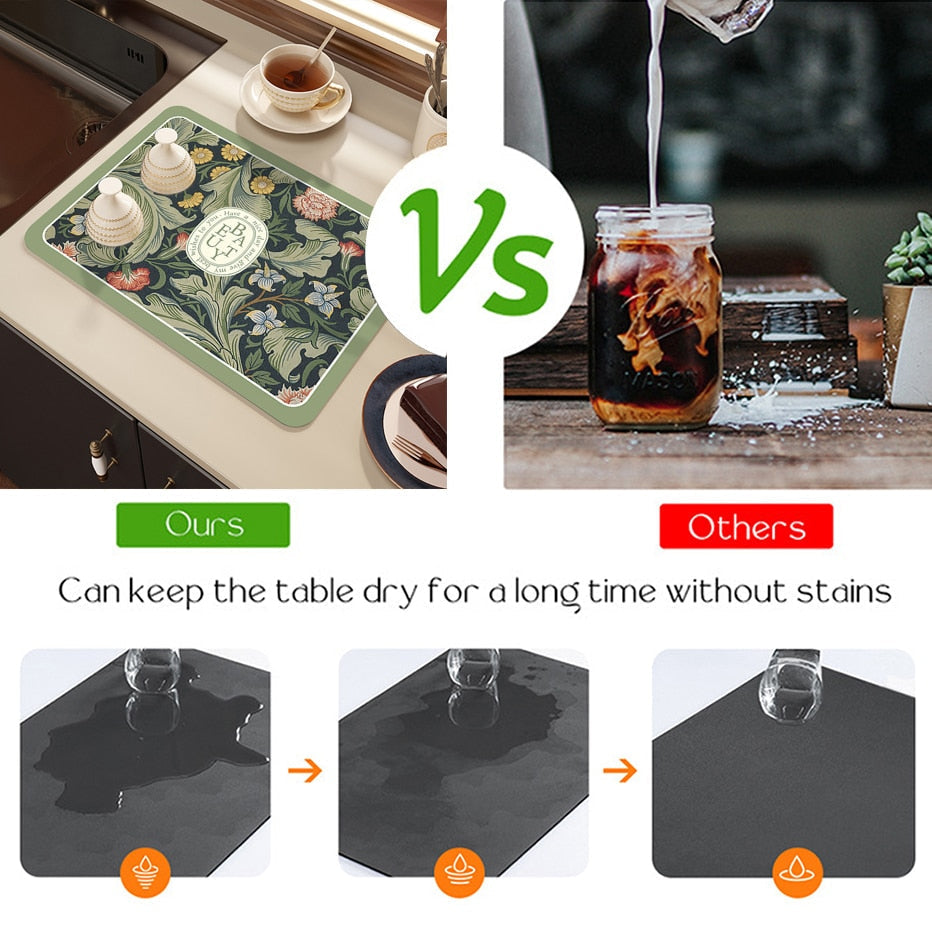 Trockenmatte Küchenarbeitsplatte Gummi Kaffee Bar Zubehör Kaffee-Matten Pads | Brehn