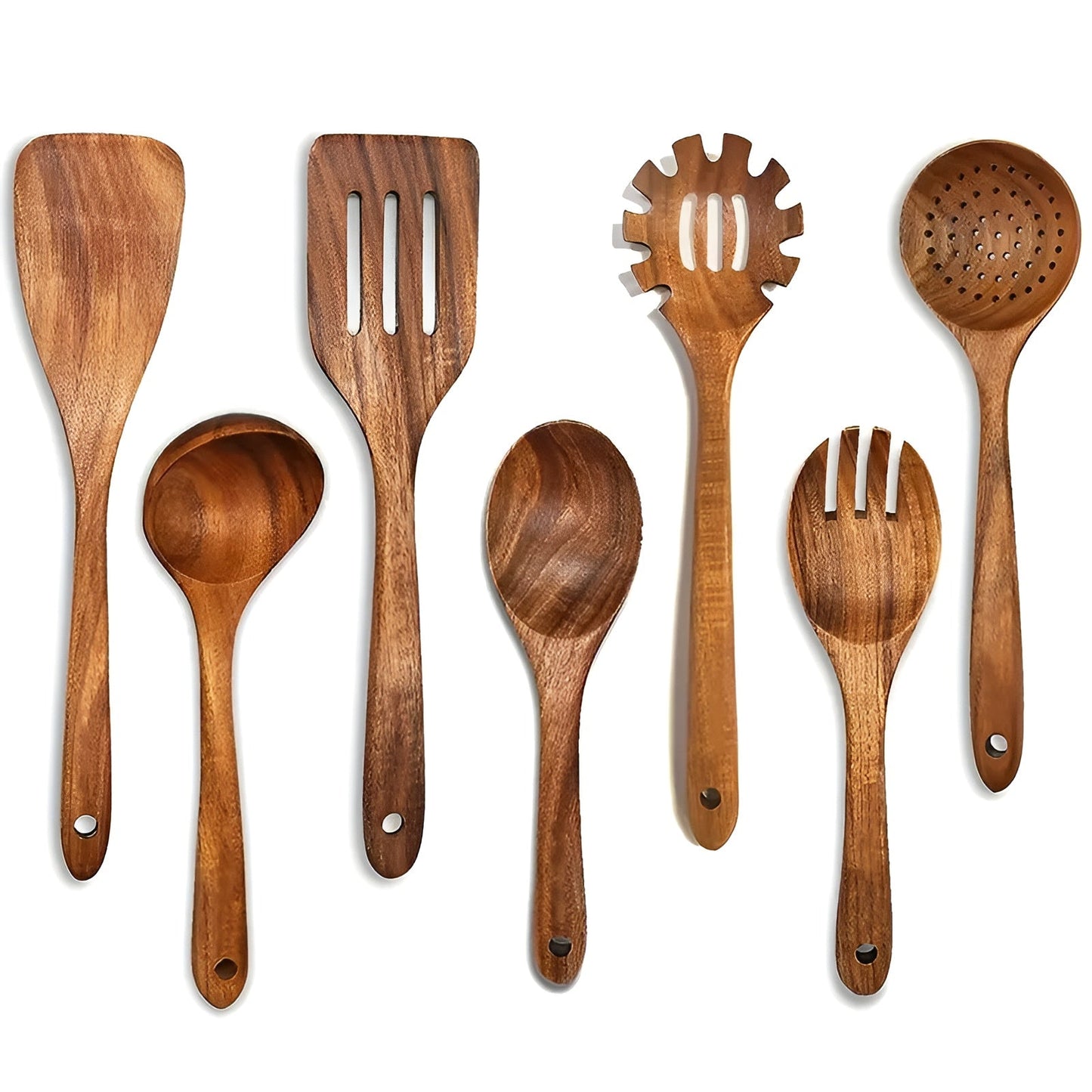 7-teiliges Holz-Küchenutensilien-Set für Töpfe und tägliches Kochen | Brehn