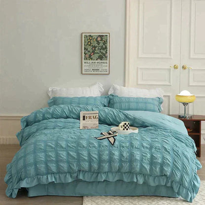 Icy Seersucker Sommer Cool Steppdecke Spitzen 4-teiliges Set | Brehn