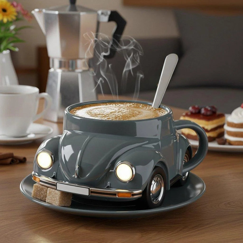 RetroAuto Keramische Kaffeetasse – Einzigartiges 3D-Design für Kaffee & Tee | Brehn