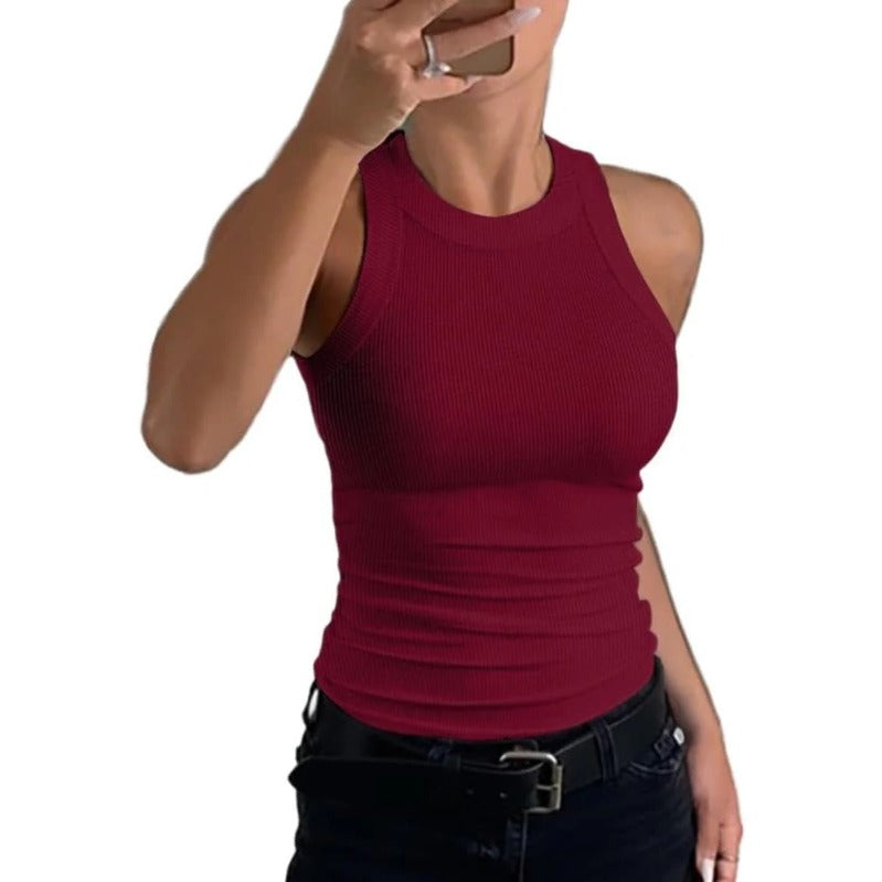 Brehn | Damen Rippen-Rückenfreies Tanktop