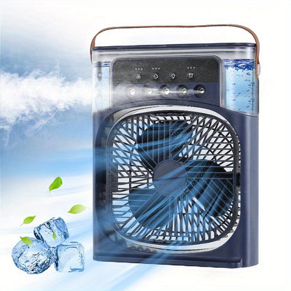 1pc Tragbare Klimaanlage, Tragbarer Luftkühler für den Haushalt, Hydrokühlventilator, Tragbare Luftanpassung für das Büro, 3-Geschwindigkeits-Luftkühlventilator-Luftbefeuchter, 5 Stück befeuchtete Sprühköpfe für Haushaltsgeräte | Brehn
