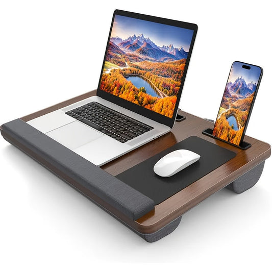 Ergonomische Laptop-Halterung mit Handgelenkstütze und Gerätefächern | Brehn