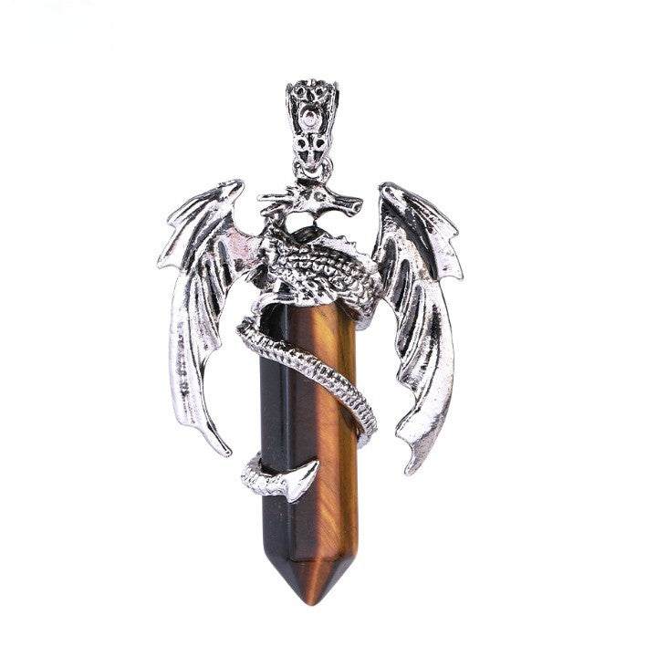 Brehn | Bohemian Stil Natürlicher Mystischer Edelstein Drachenanhänger