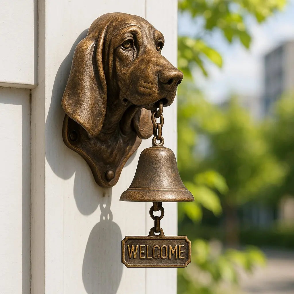 Willkommensglocke „Schäfer“ aus Bronze – Elegante Wandglocke mit Schäferhundmotiv