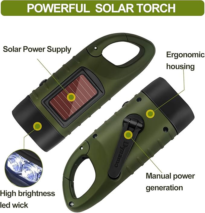 BrightTrail Solar-Handkurbel-LED-Taschenlampe | Brehn