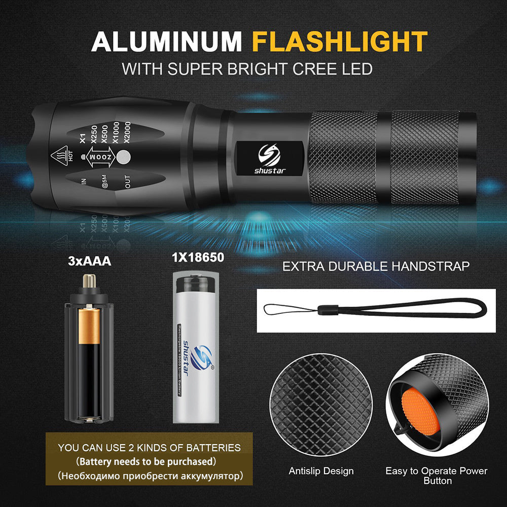 MS18 | Ultimative Hochleistungs-LED-Taschenlampe | 100.000 Lumen | 2.350m Leuchtweite | 18x CREE XHP70.2 LEDs | OLED-Statusdisplay & Aktive Kühlung | IP68 Wasserdicht