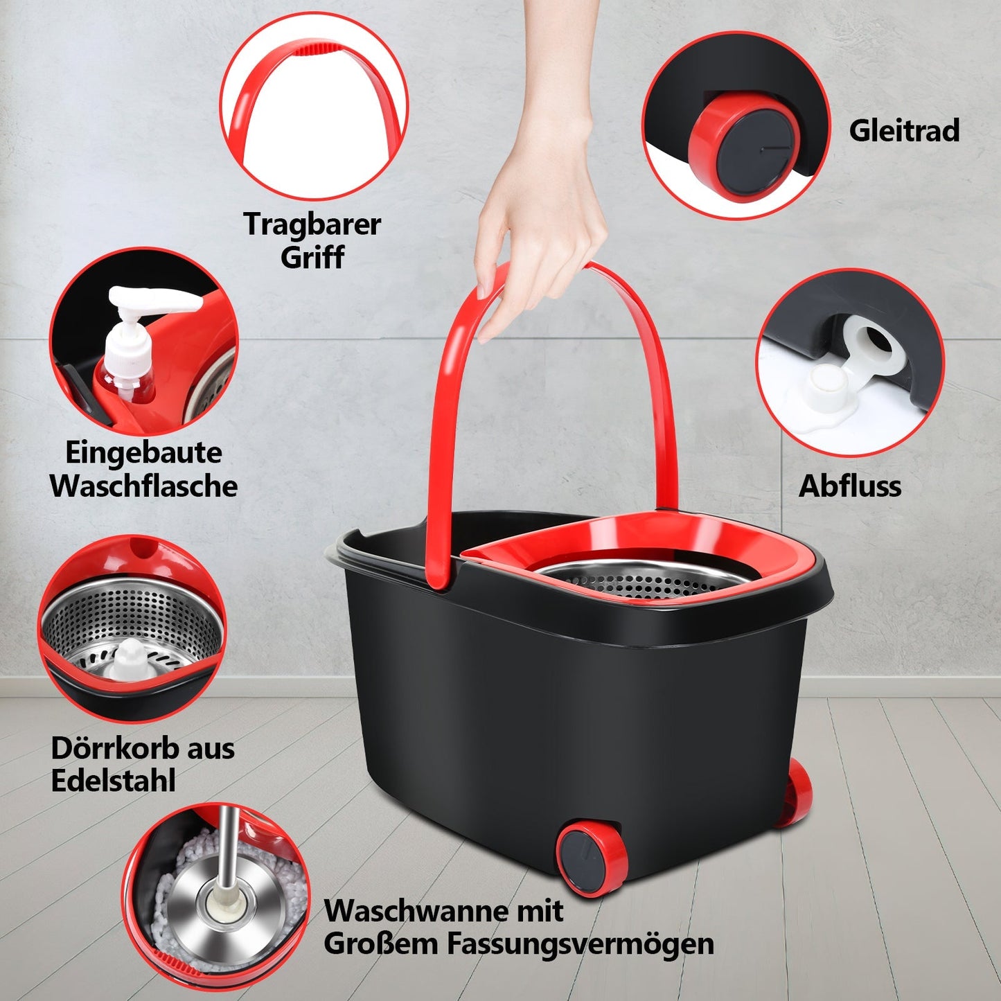 Wischmop Set Bodenwischer mit Eimer | Brehn