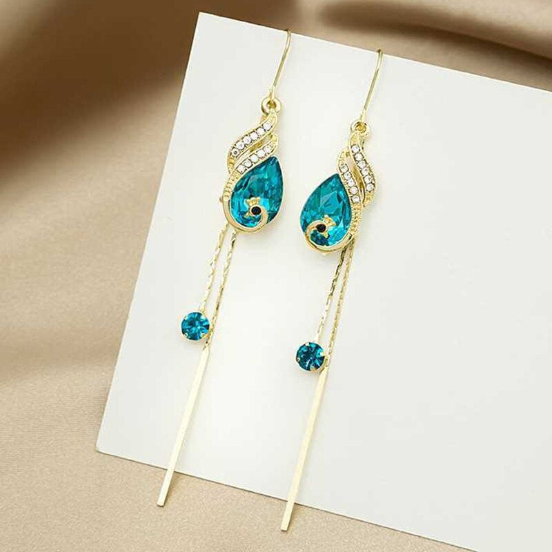 Brehn | Korean Style Blaue Kristall Phönix Ohrringe