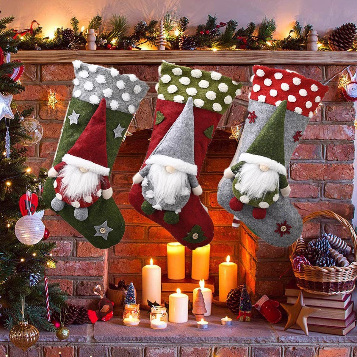 Brehn | Weihnachtsdekoration Zubehör Lambswool Dreidimensionale Weihnachtssocken