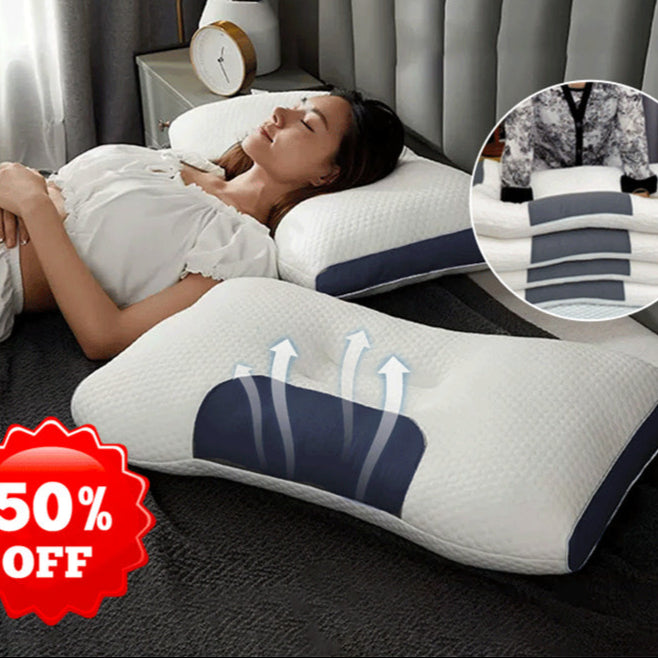 Brehn | LuxiRest Antibacterial Massage Pillow | Ergonomic Neck Support for Revitalizing Sleep and Relaxation