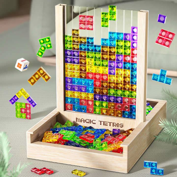 Tetris-Puzzle-Brettspiel aus Holz für Kinder und Erwachsene