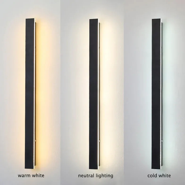 Lineare, minimalistische schwarze LED-Außenwandleuchte