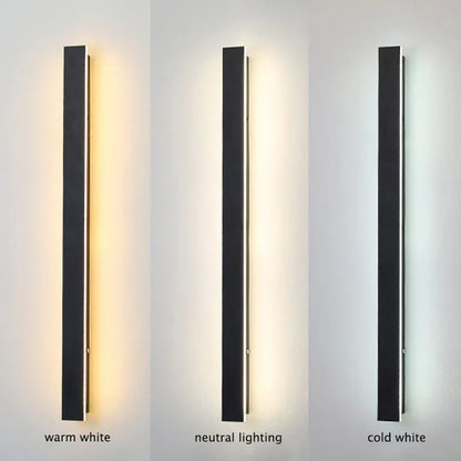 Lineare, minimalistische schwarze LED-Außenwandleuchte