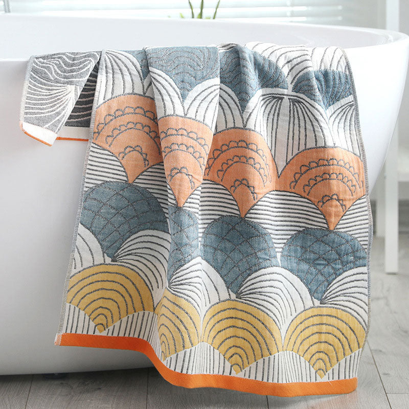 Shell Print Jacquard Baumwollhandtuch 70x140cm | Brehn
