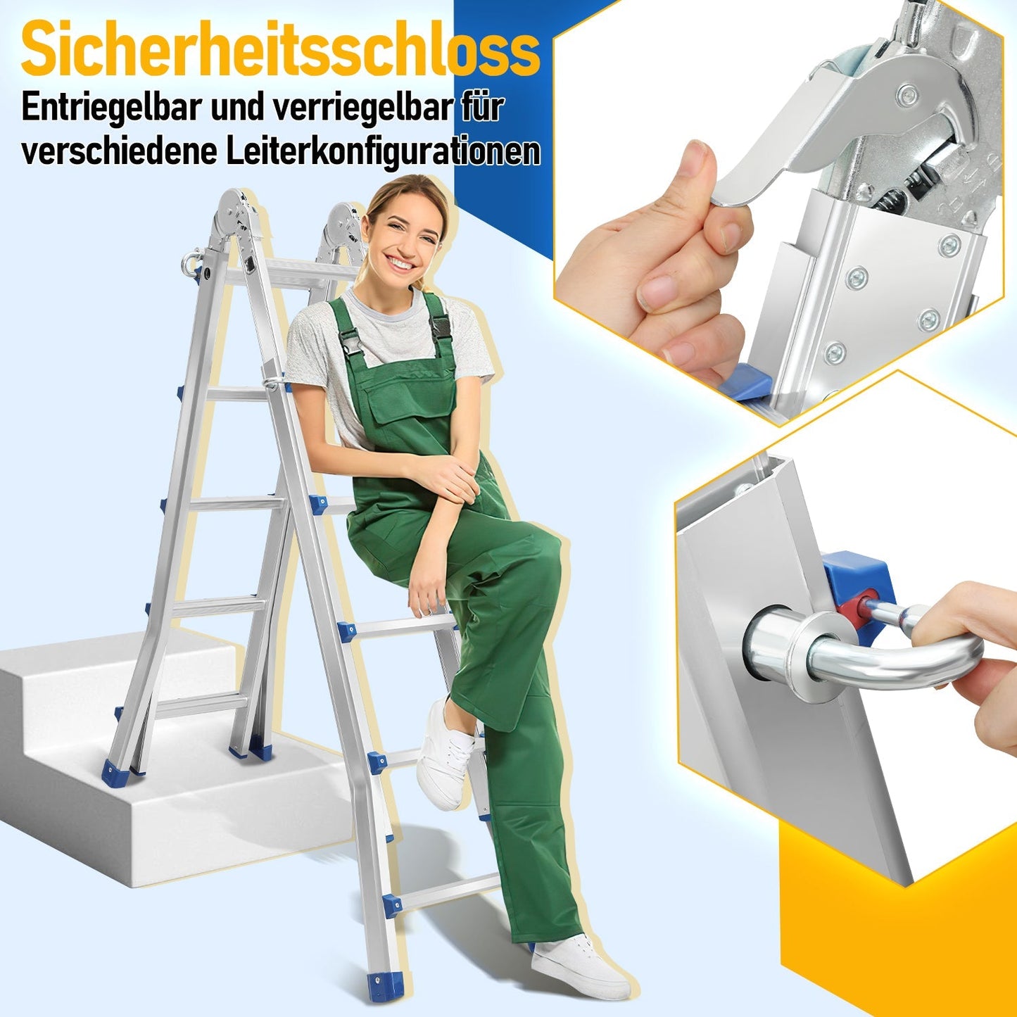 Teleskopleiter Multifunktionsleiter 3 in 1 Aluleiter | Brehn