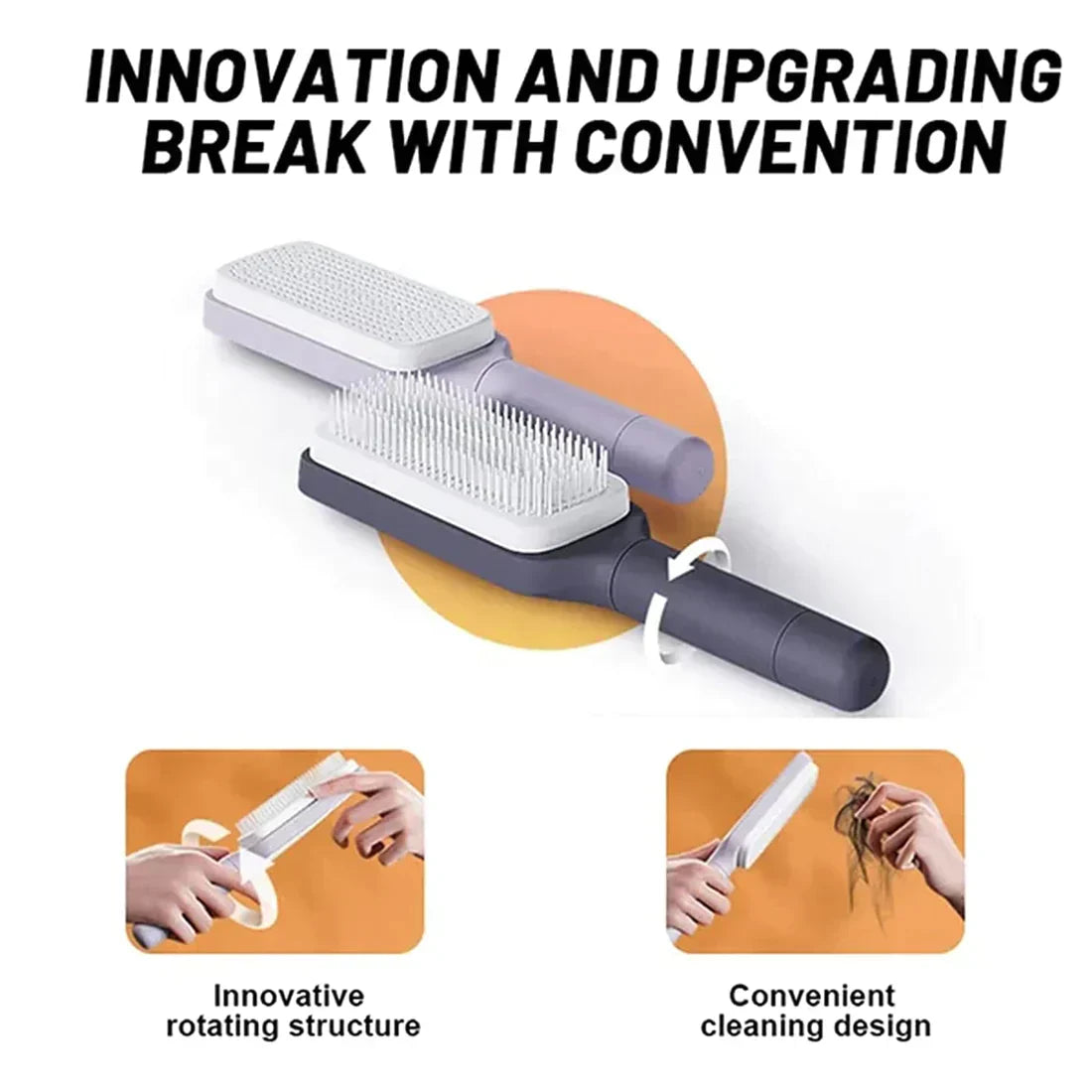 Brehn | LuxéTress 4-in-1 Selbstreinigende Haarbürste | Innovative Haarbürste mit Selbstreinigungstechnologie für mühelos glattes und glänzendes Haar