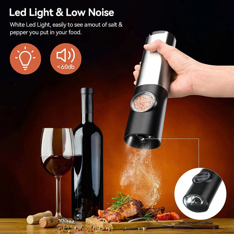 Elektrisches Salz-Pfeffer-Mühle Set USB Aufladbar Automatische Gewürzmaschine | Brehn