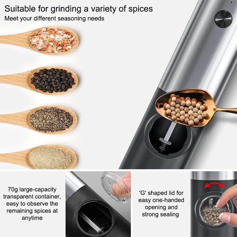 Elektrisches Salz-Pfeffer-Mühle Set USB Aufladbar Automatische Gewürzmaschine | Brehn