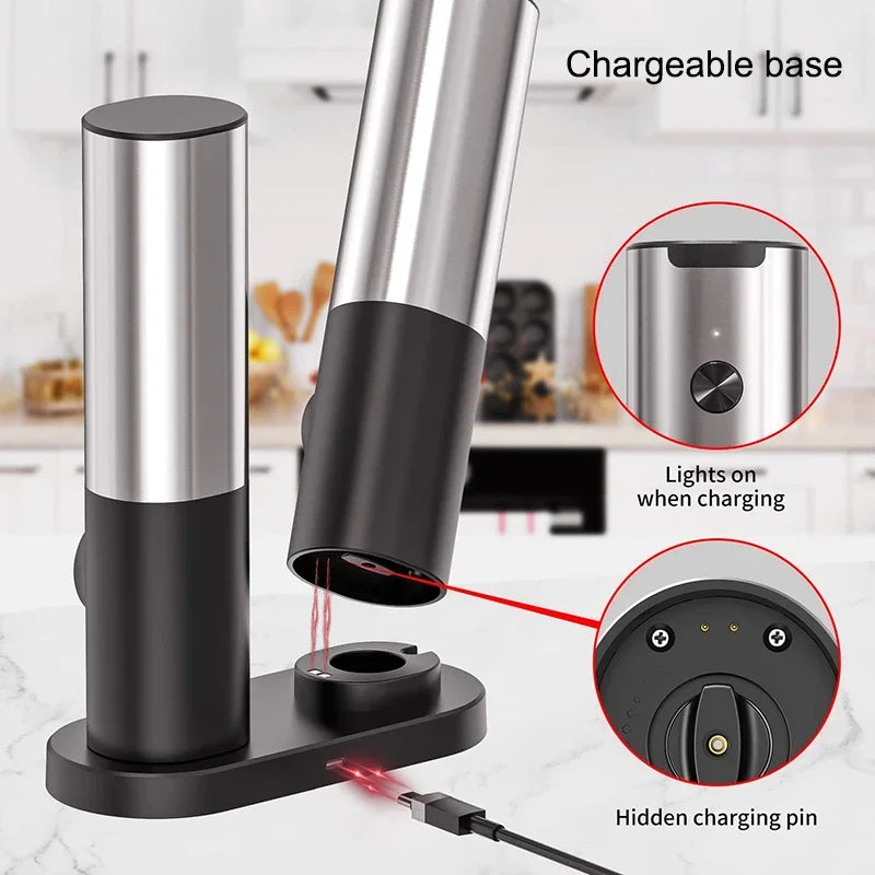 Elektrisches Salz-Pfeffer-Mühle Set USB Aufladbar Automatische Gewürzmaschine | Brehn
