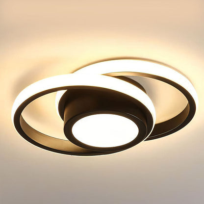 Brehn Moderne LED-Deckenleuchte 27 cm – Flur- & Schlafzimmerlampe, 3 Lichtfarben, Schwarz/Weiß/Gold