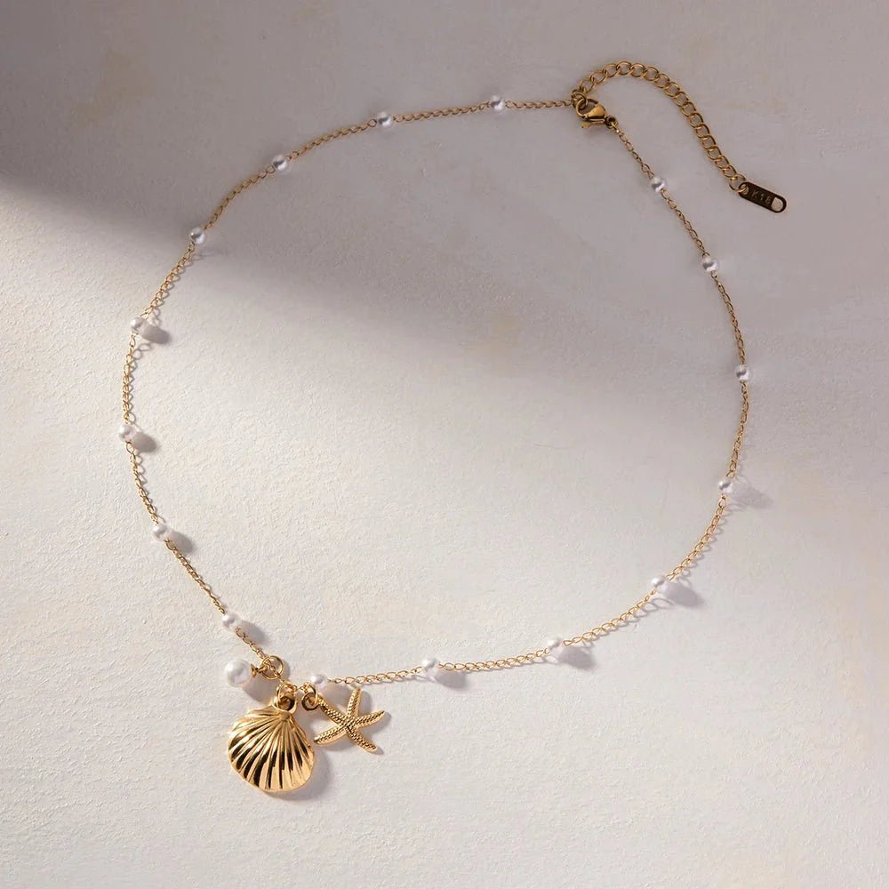Brehn | Elegante zarte Abstand Perlen Muschelkette
