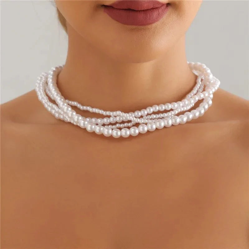 Brehn | Elegante Perle Umarmung Geschichtete Choker Halskette