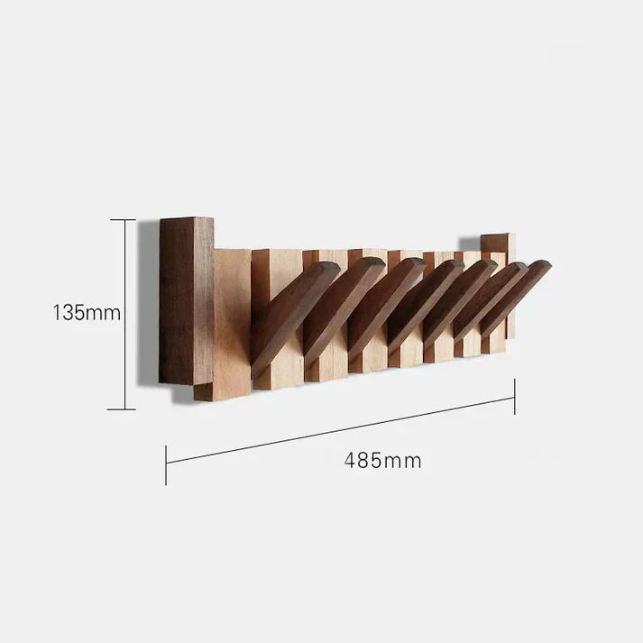 Brehn Melodia | Wandgarderobe im Klaviertasten-Design | Massivholz-Konstruktion aus Walnuss & Buche | Magnetisches Klapp-System | Platzsparende Flurgarderobe