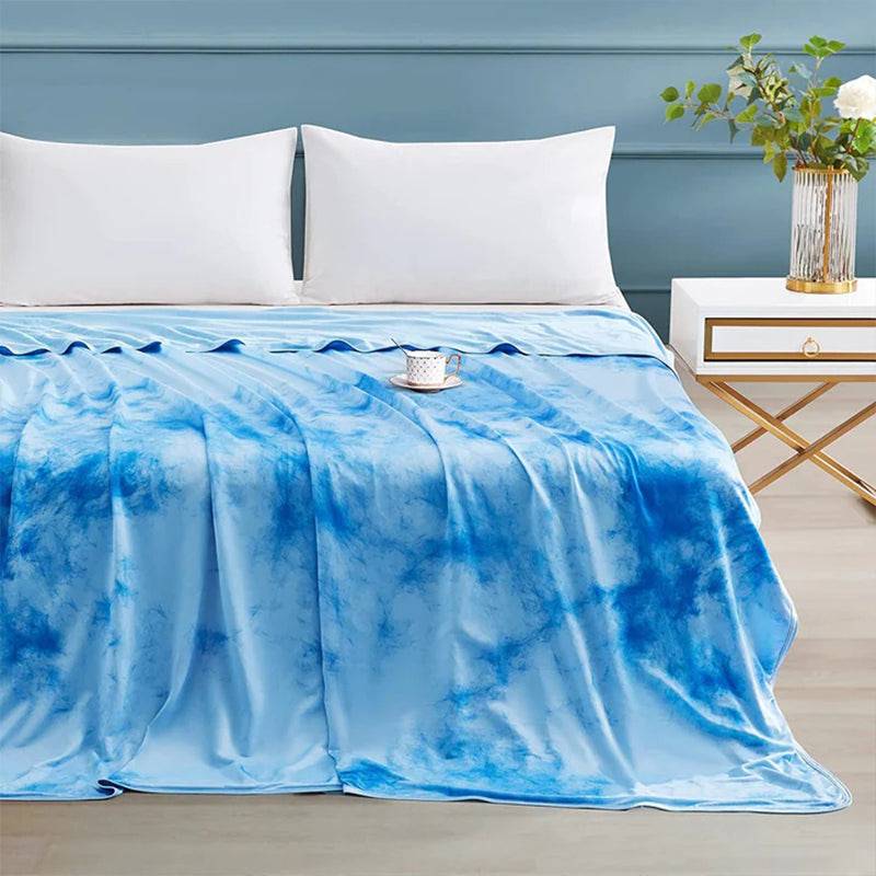 Tie-Dye Kühlende Decke – Q-Max > 0.5, Doppelseitig & Stilvoll Farbe Blau | Brehn