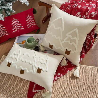 Gestickter Weihnachtsbaum-Kissenbezug aus Baumwoll-Canvas | Brehn