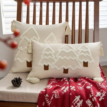 Gestickter Weihnachtsbaum-Kissenbezug aus Baumwoll-Canvas | Brehn