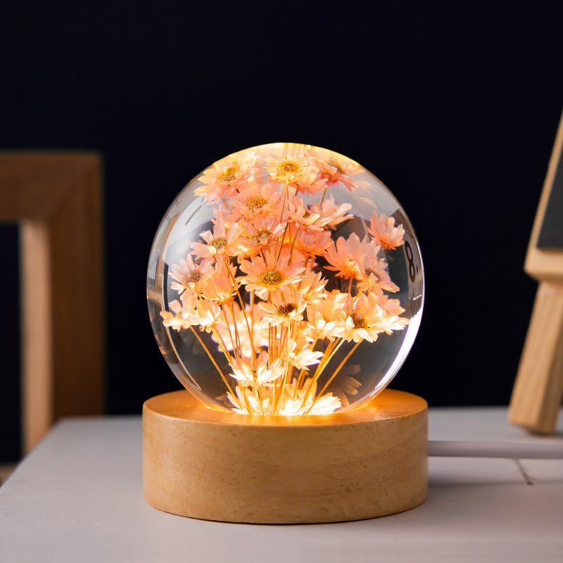 Kristallkugel-Lampe mit ewigen Blumen – Lumora | Brehn