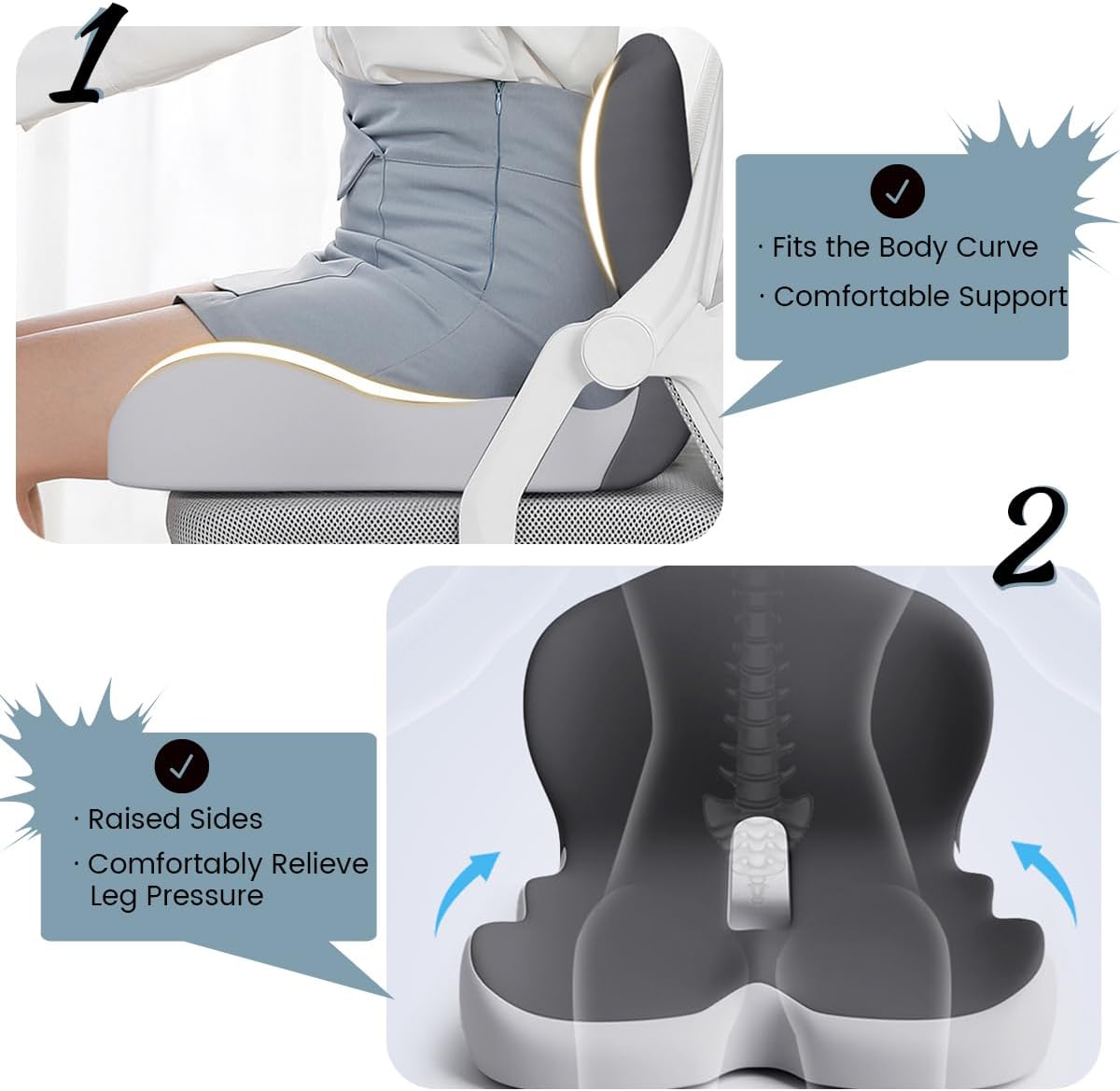BODYFORM PAD – Ergonomisches Sitzkissen aus Memory-Schaum für täglichen Komfort