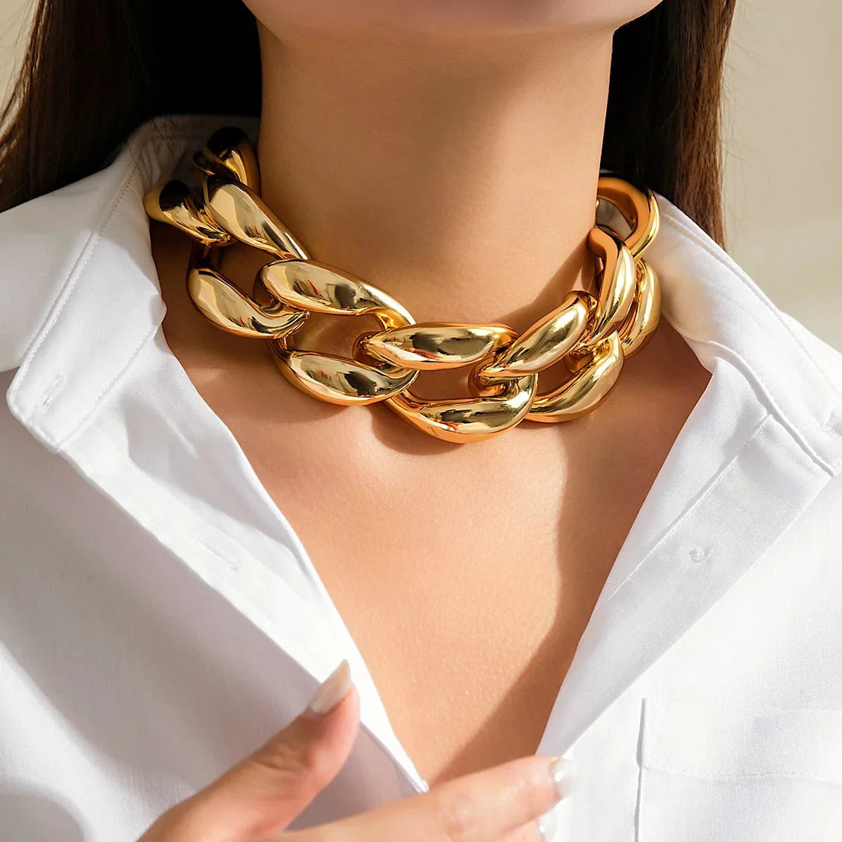 Brehn | Übertriebene Chunky Cuban Link Choker-Halskette