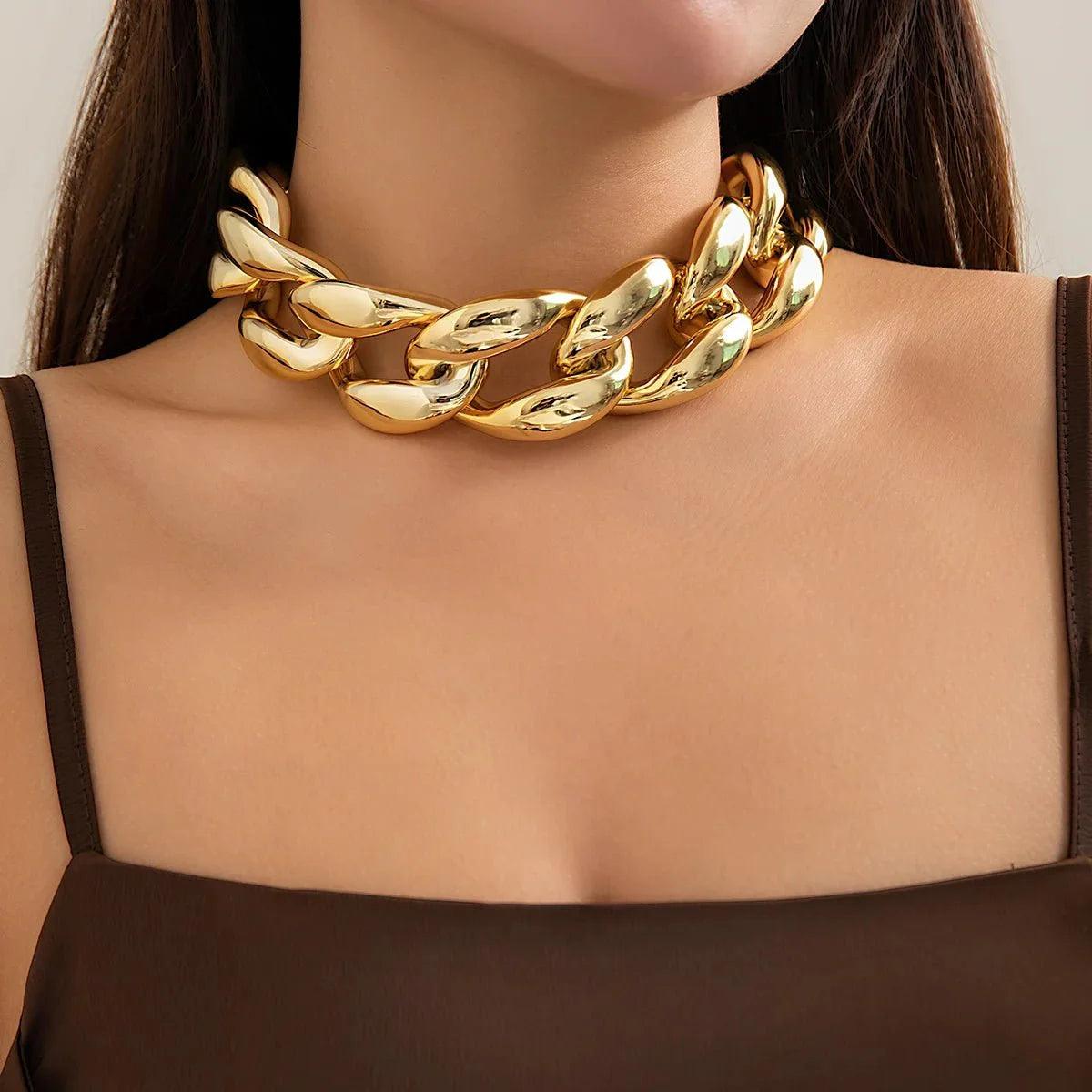 Brehn | Übertriebene Chunky Cuban Link Choker-Halskette