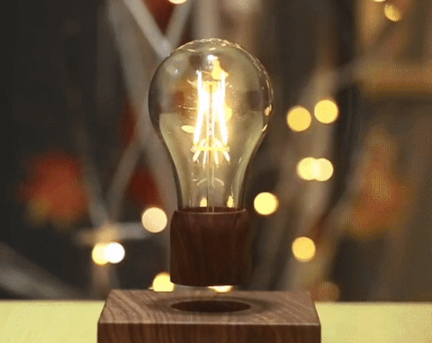 Brehn | Original Magnetisch Schwebende Schreibtischlampe mit Holzsockel