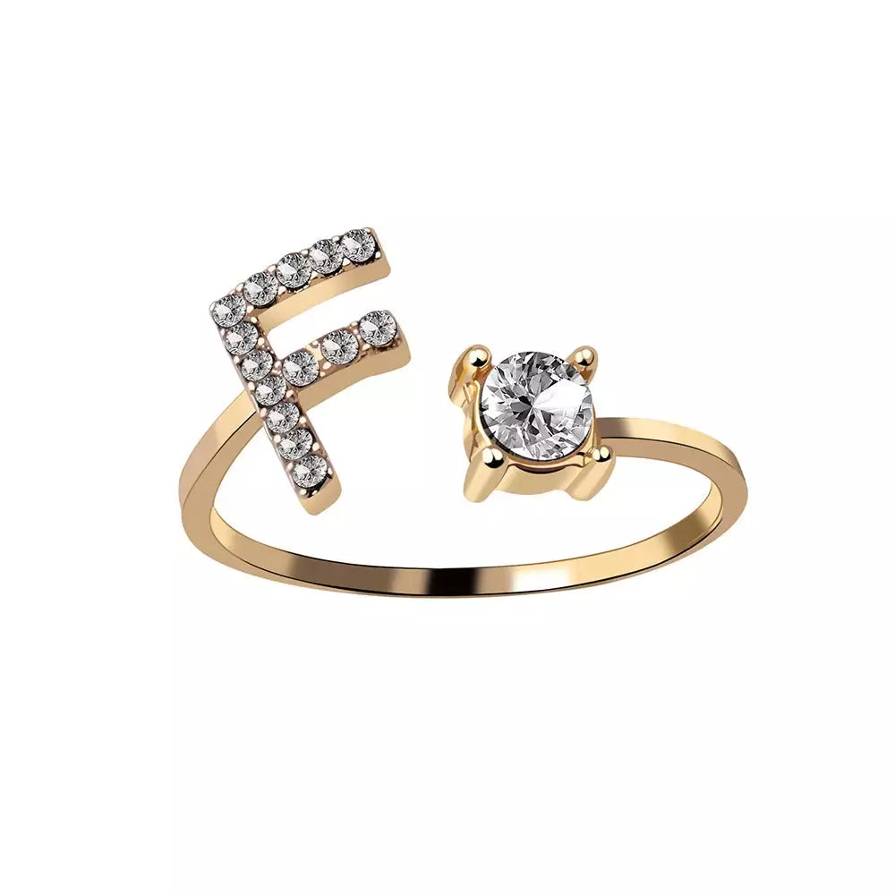 Brehn | Verstellbarer zarter Diamant Buchstabenring