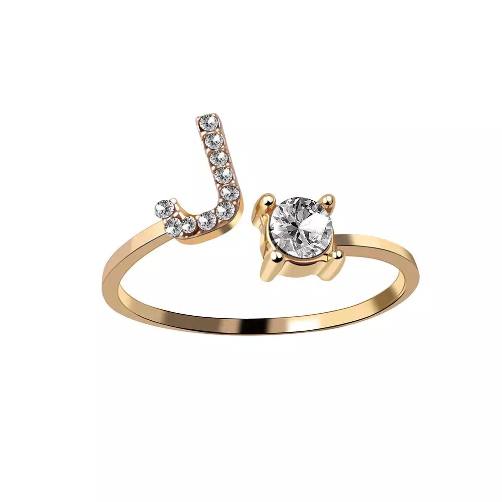 Brehn | Verstellbarer zarter Diamant Buchstabenring
