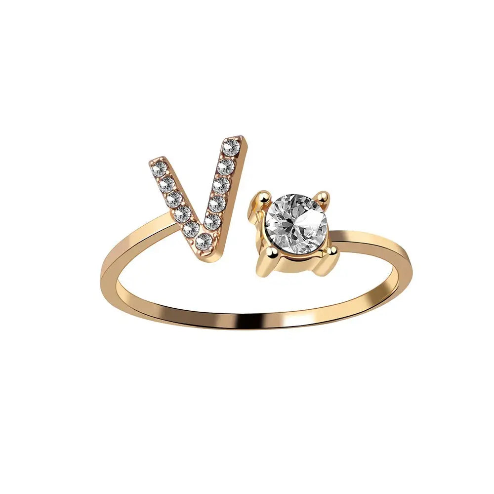 Brehn | Verstellbarer zarter Diamant Buchstabenring