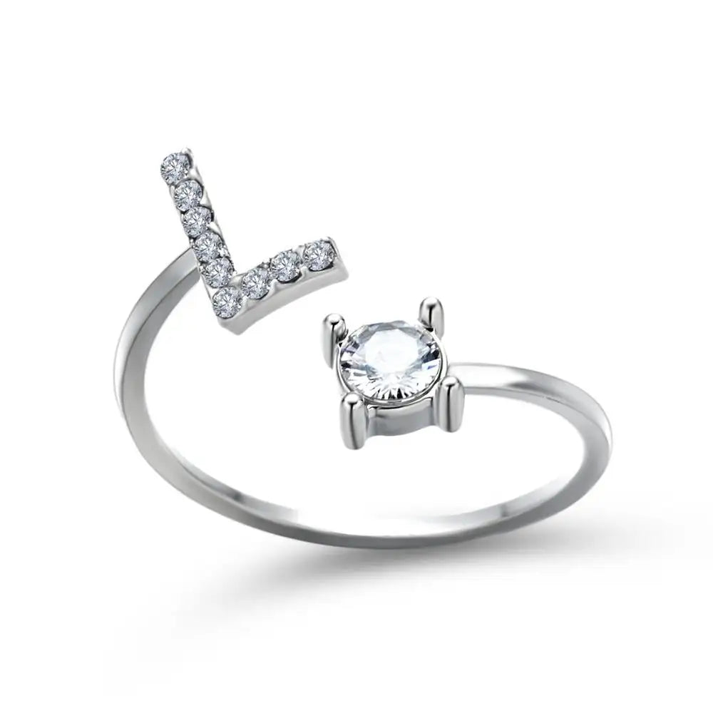 Brehn | Verstellbarer zarter Diamant Buchstabenring