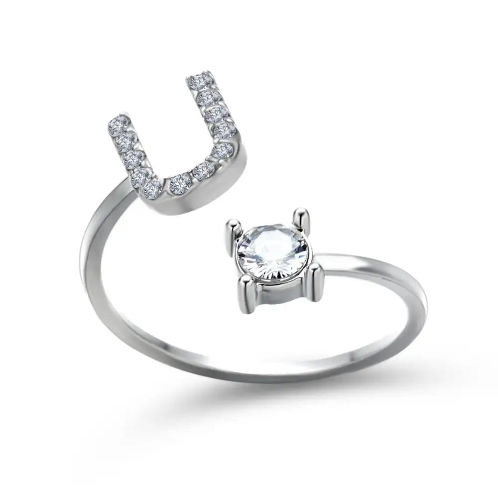Brehn | Verstellbarer zarter Diamant Buchstabenring