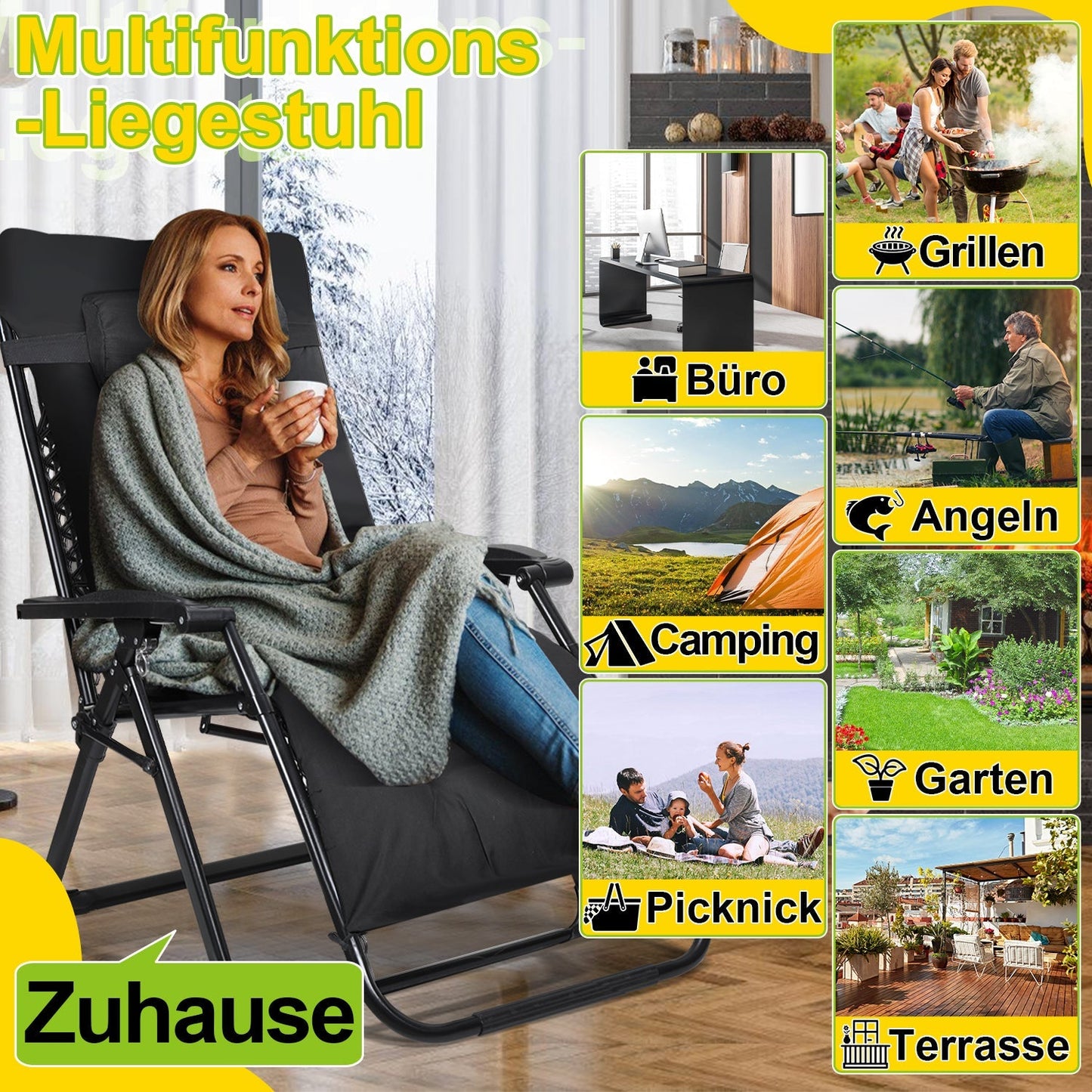 Sonnenliege Klappbar Liegestuhl bis 200kg | Brehn